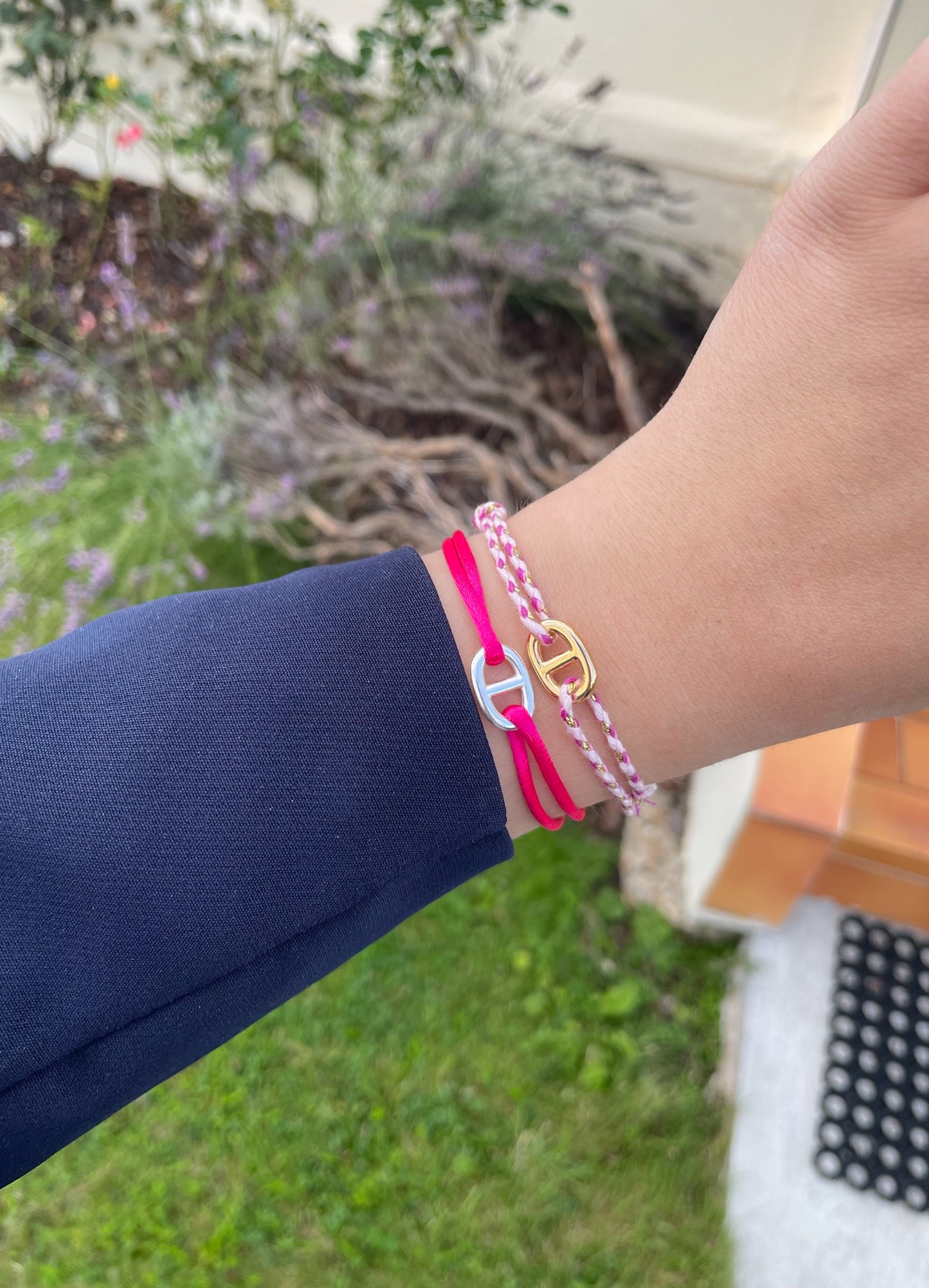 Bracelet cordon maille marine T1 plaqué