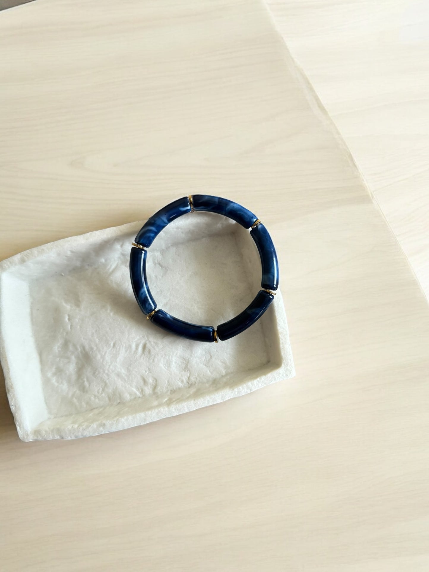 Bracelet moyen Luna Bleu Foncé Nacré