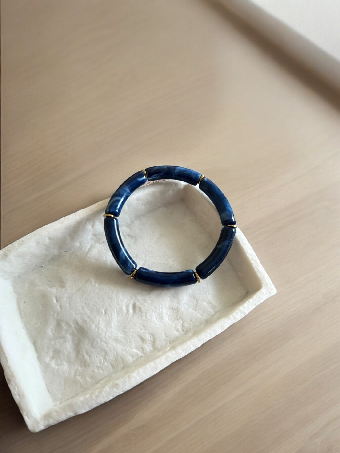 Bracelet moyen Luna Bleu Foncé Nacré